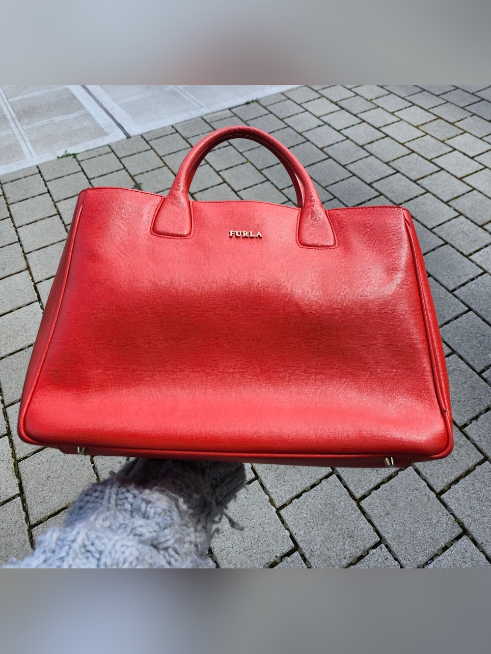 So Bright! Furla Women's Red Leather Tote Bag